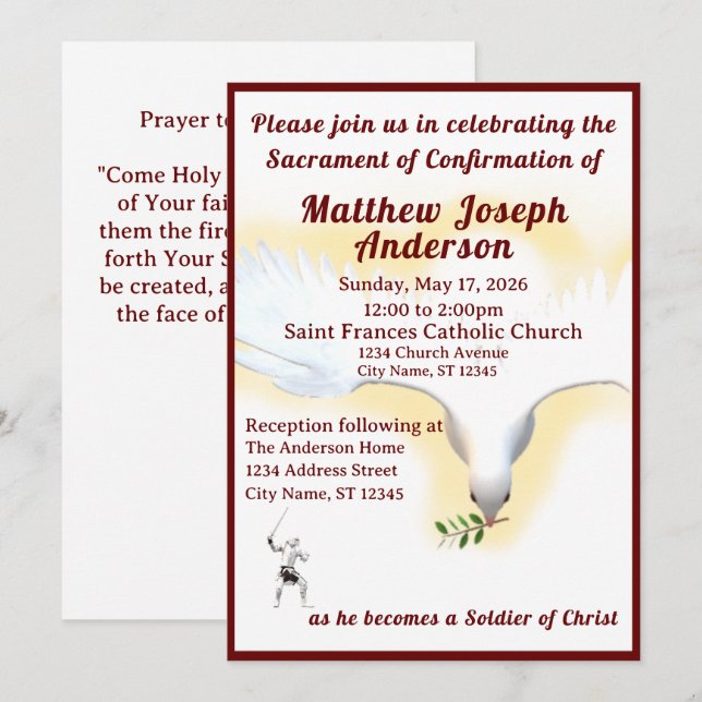 Catholic Confirmation invitation  (Front/Back)