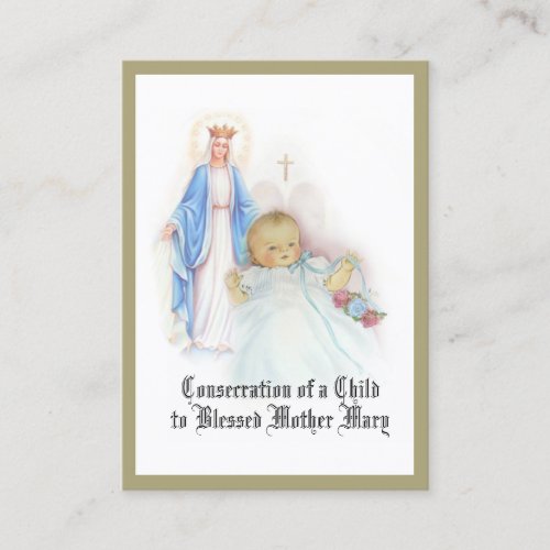 Catholic Consecration Prayer of Child to Mary Business Card