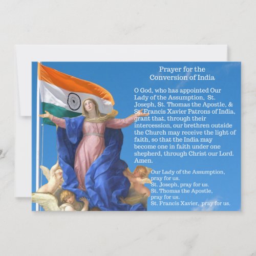 Catholic Conversion India Prayer Holy Card