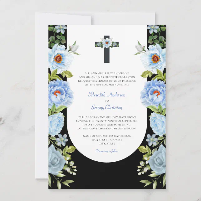 Catholic Cross Nuptial Mass Religious Wedding Invitation | Zazzle