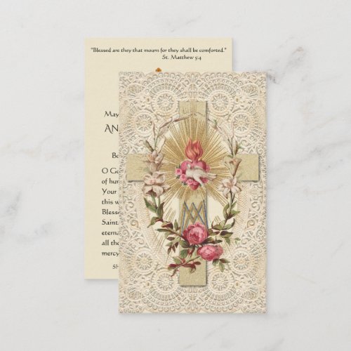 Catholic Cross Roses Virgin Mary Lace Business Card