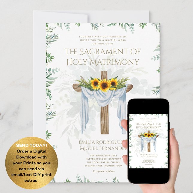 Catholic Cross Traditionally Worded Wedding Invitation (Creator Uploaded)