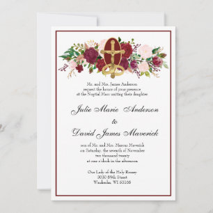 Catholic Crucifix Elegant Religious Wedding Invita Invitation