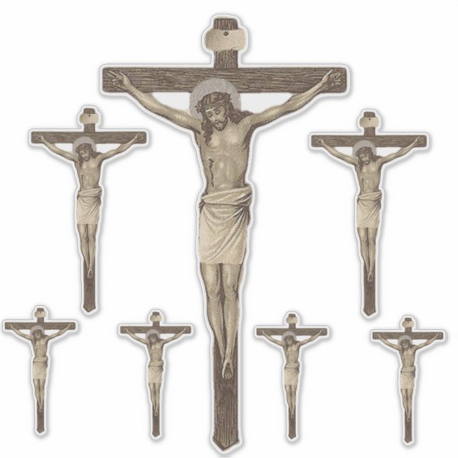 Catholic Crucifix Jesus on the Cross Religious Sticker (Front)