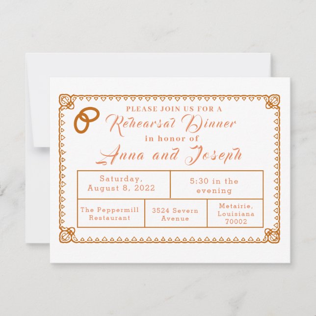 Catholic Crucifix & Wedding Rings Rehearsal Dinner (Front)