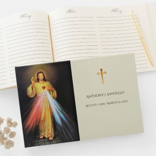 Catholic Divine Mercy Jesus Funeral Memorial Guest Book