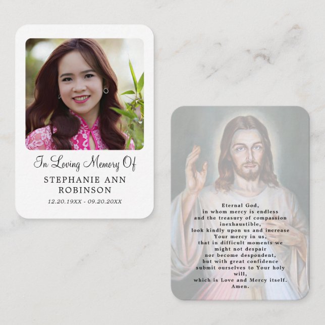  Catholic Divine Mercy Jesus Funeral Prayer Card (Front/Back)