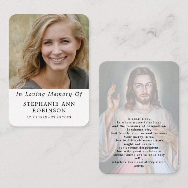  Catholic Divine Mercy Jesus Funeral Prayer Card (Front/Back)