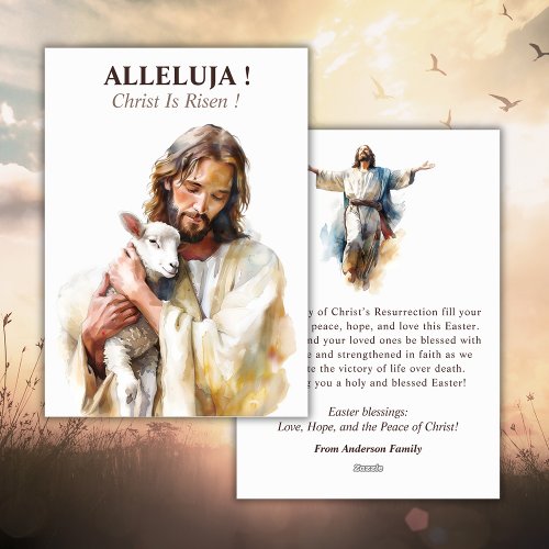 Catholic Easter Watercolor Jesus Christ Religious Holiday Card