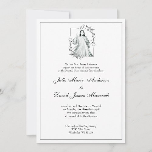 Catholic Elegant Divine Mercy  Wedding Invitation