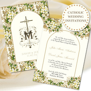 Catholic Elegant Floral Religious Wedding Invitation