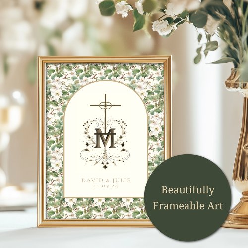 Catholic  Elegant Floral Religious Wedding  Invitation