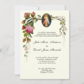 Catholic Elegant Ivory Wedding Divine Mercy COMBO  Invitation (Front)