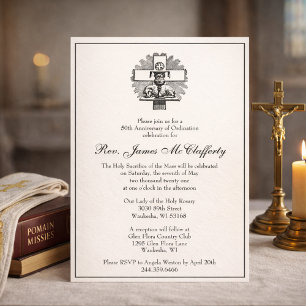 Catholic Elegant Priest Ordination Anniversary Invitation