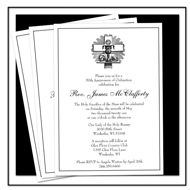 Catholic Elegant Priest Ordination Anniversary Invitation