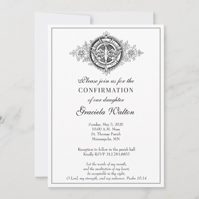 Catholic Elegant Sacrament of Confirmation Invitation (Front)