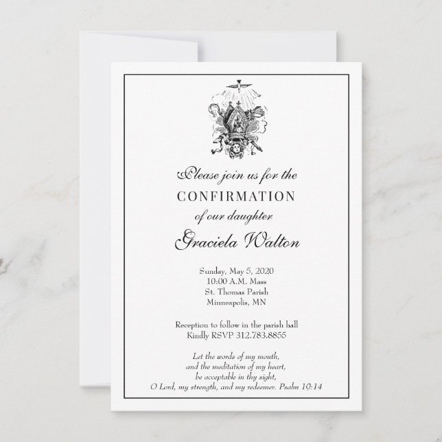 Catholic Elegant Sacrament of Confirmation  Invitation (Front)