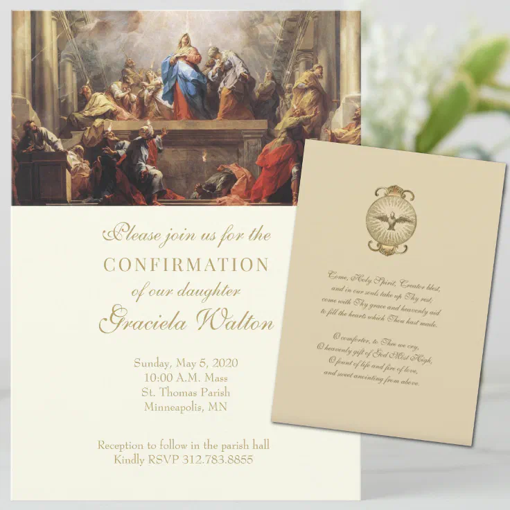 Catholic Elegant Sacrament Of Confirmation Prayer Invitation Zazzle