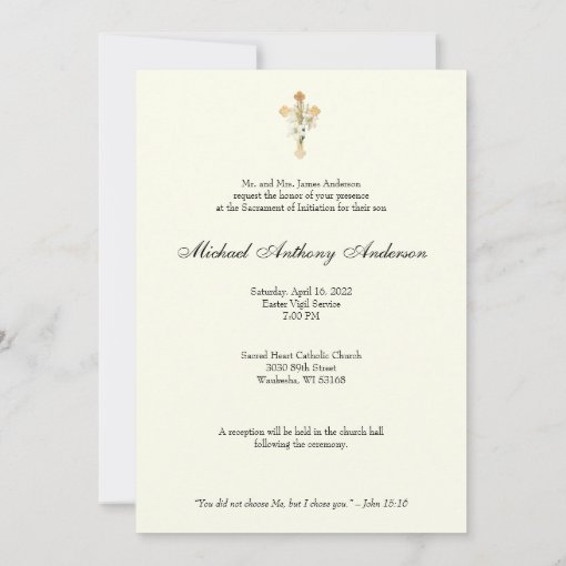 Catholic Elegant Sacrament of Initiation Invitation | Zazzle