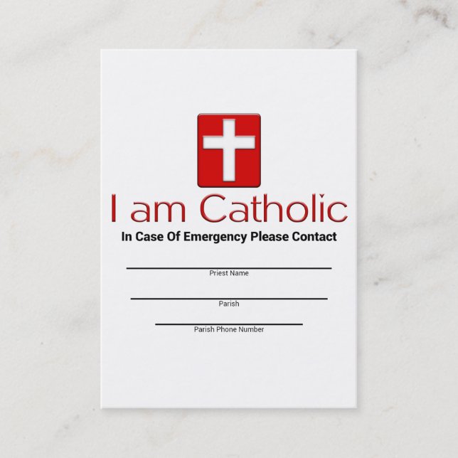 Catholic Emergency Contact Card (Front)