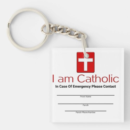 Catholic Emergency Contact Card Keychain