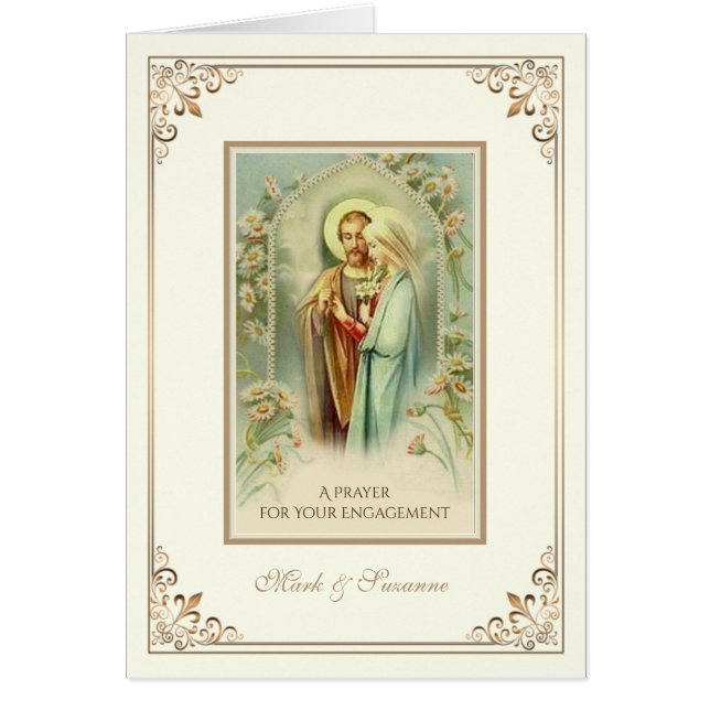Catholic Engagement Prayer Congratulations  Card (Front)