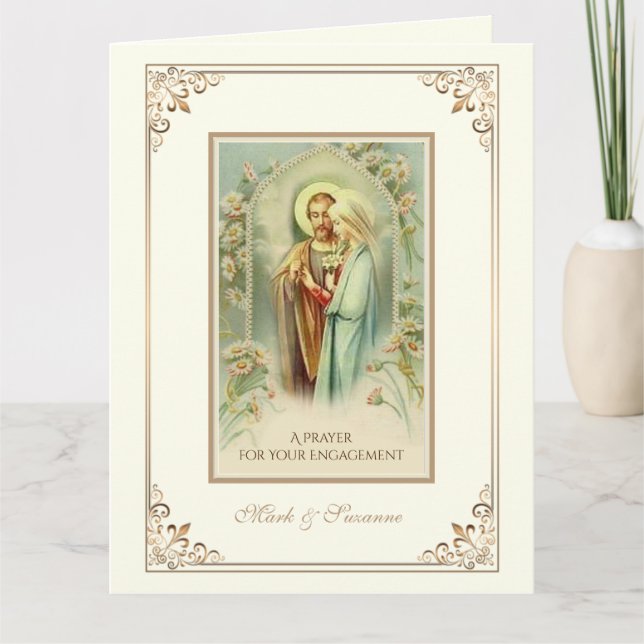 Catholic Engagement Prayer Congratulations  Card (Front)