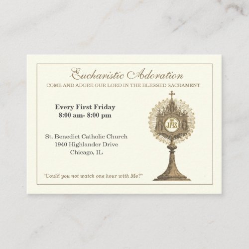 Catholic Eucharistic Adoration Jesus Prayer  Business Card