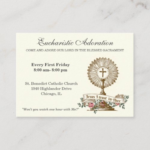 Catholic Eucharistic Adoration Jesus Prayer Enclos Business Card