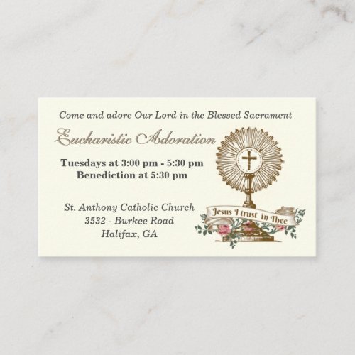 Catholic Eucharistic Adoration Jesus Prayer Enclosure Card