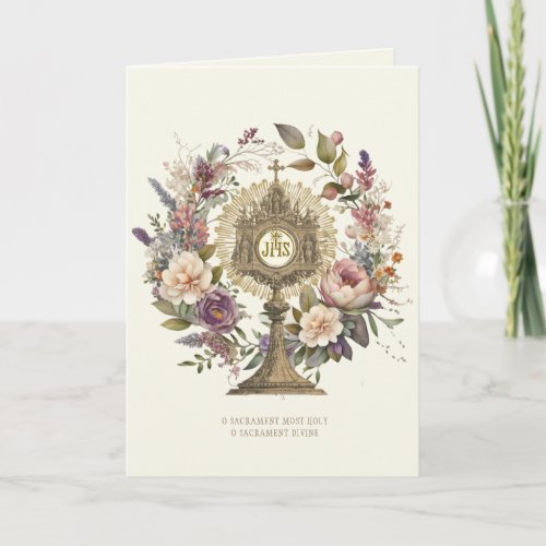 Catholic Eucharistic Adoration Monstrance Floral Card