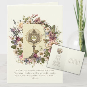 Catholic Eucharistic Host Scripture Prayer Card