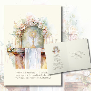 Catholic Eucharistic Watercolor Scripture Prayer Card