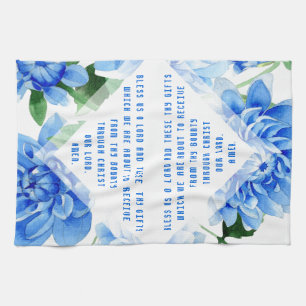 Catholic Family Grace before Meals Prayer Floral Kitchen Towel