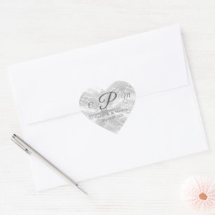 Catholic Faux-Satin Monogrammed Heart Sticker