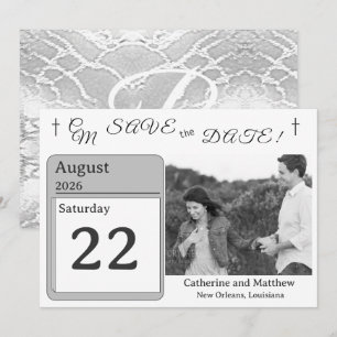 Catholic Faux-Satin Monogrammed Save the Date