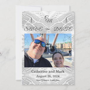 Catholic Faux-Satin Monogrammed Save the Date