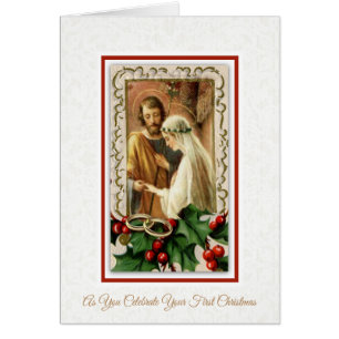 Catholic First Christmas Bride Groom Religious Cards