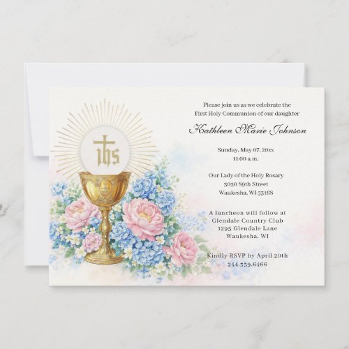 Catholic First Communion Chalice Host Floral