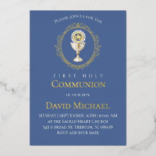 catholic first communion Eucharist Foil Invitation