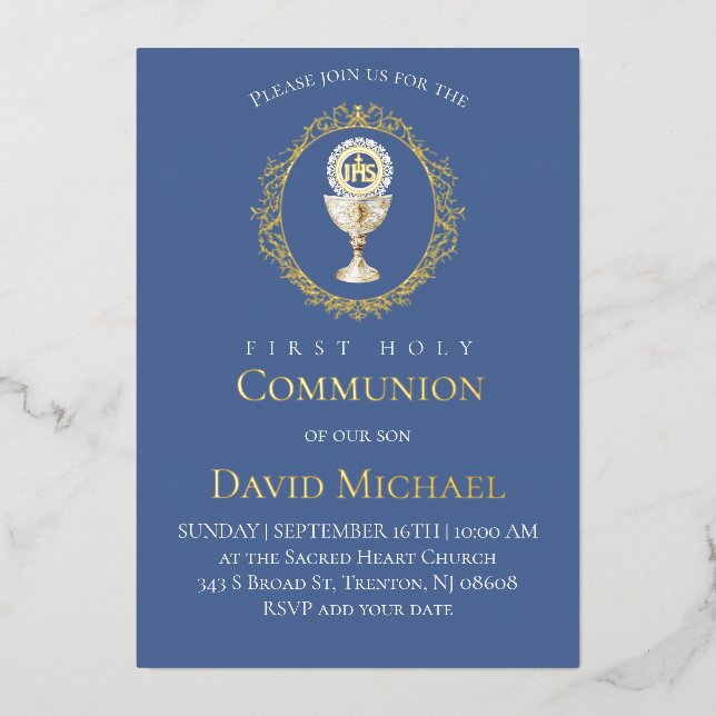catholic first communion Eucharist Foil Invitation (Front)