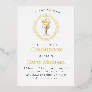 catholic first communion Eucharist Foil Invitation