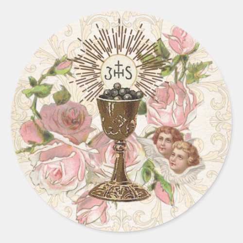 Catholic First Communion Eucharist Host Vintage Classic Round Sticker