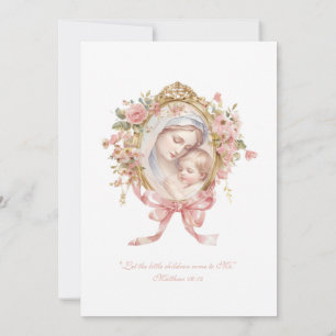 Catholic First Communion Mary Jesus Pink Invitation