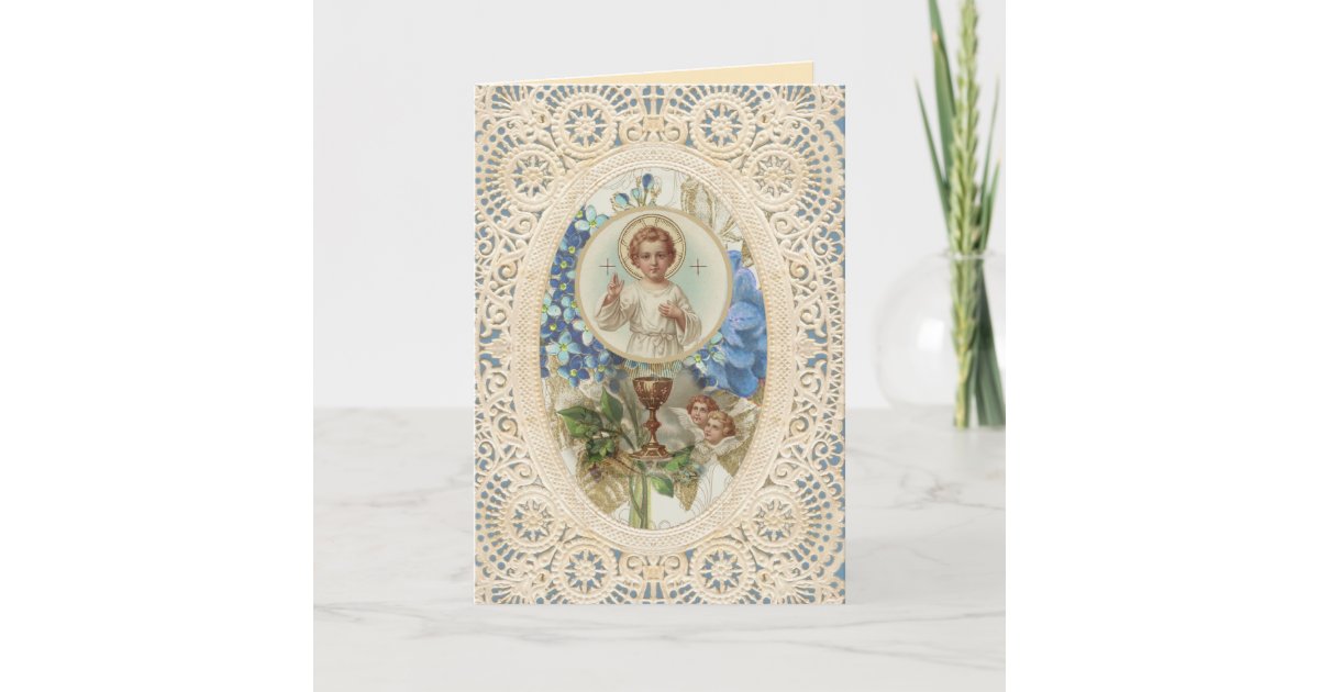 Catholic First Holy Communion Chalice Host Card | Zazzle