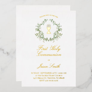 Catholic First Holy Communion Foil Invitation