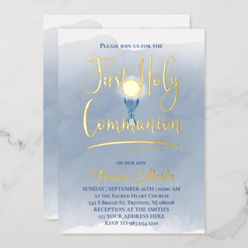 Catholic First Holy Communion Foil Invitation