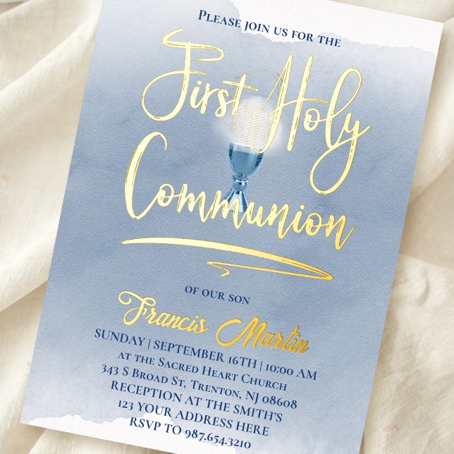Catholic First Holy Communion Foil Invitation (Creator Uploaded)