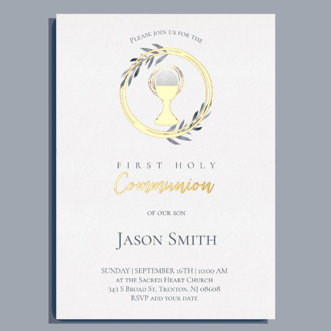 Catholic First Holy Communion Foil Invitation (Creator Uploaded)