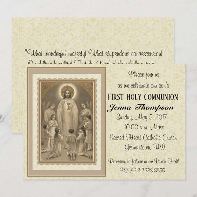 Catholic First Holy Communion Invitations (Front/Back)